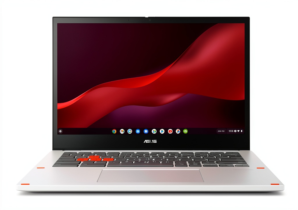 ASUS Chromebook Vibe CX34 Flip in laptop mode on a desk
