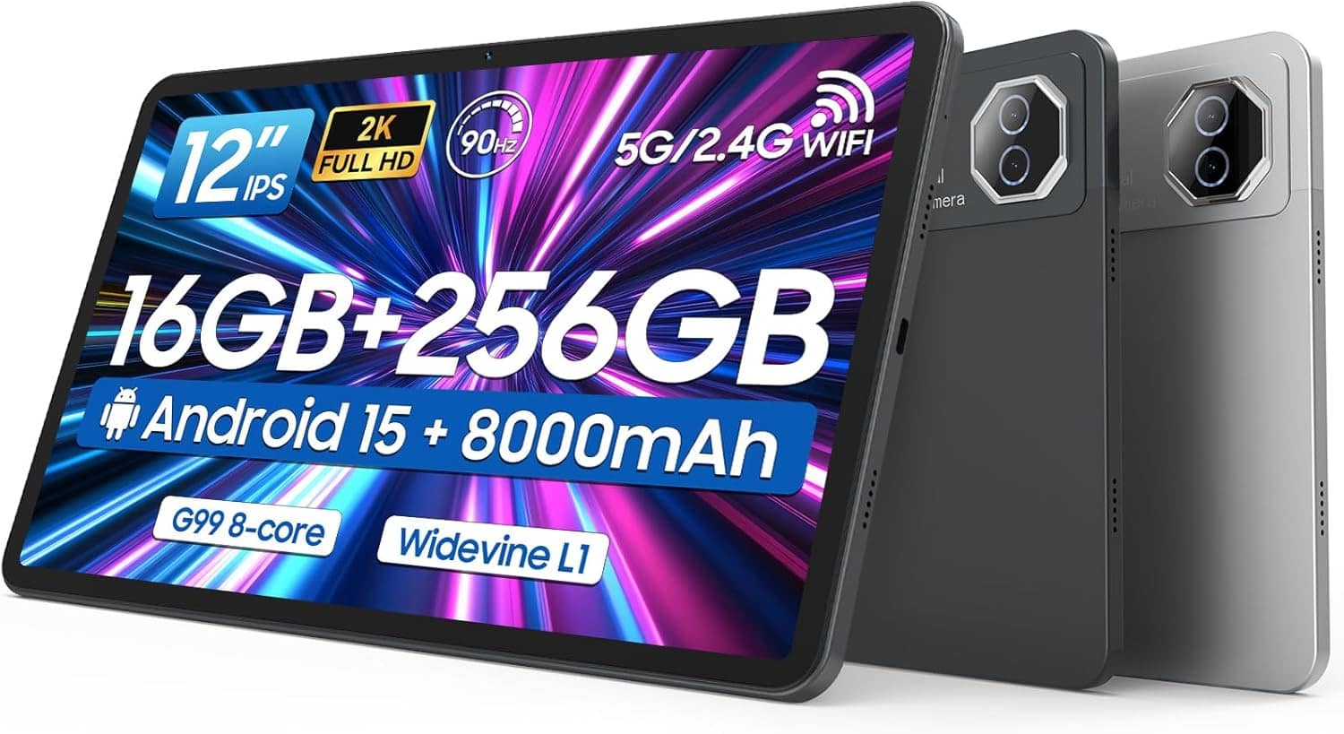 FEONAL 12 inch tablet displaying a high-definition video on its large screen