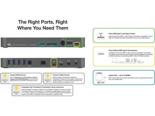 OWC Thunderbolt 3 Dock 14 Ports High Speed Transfer 85W-4