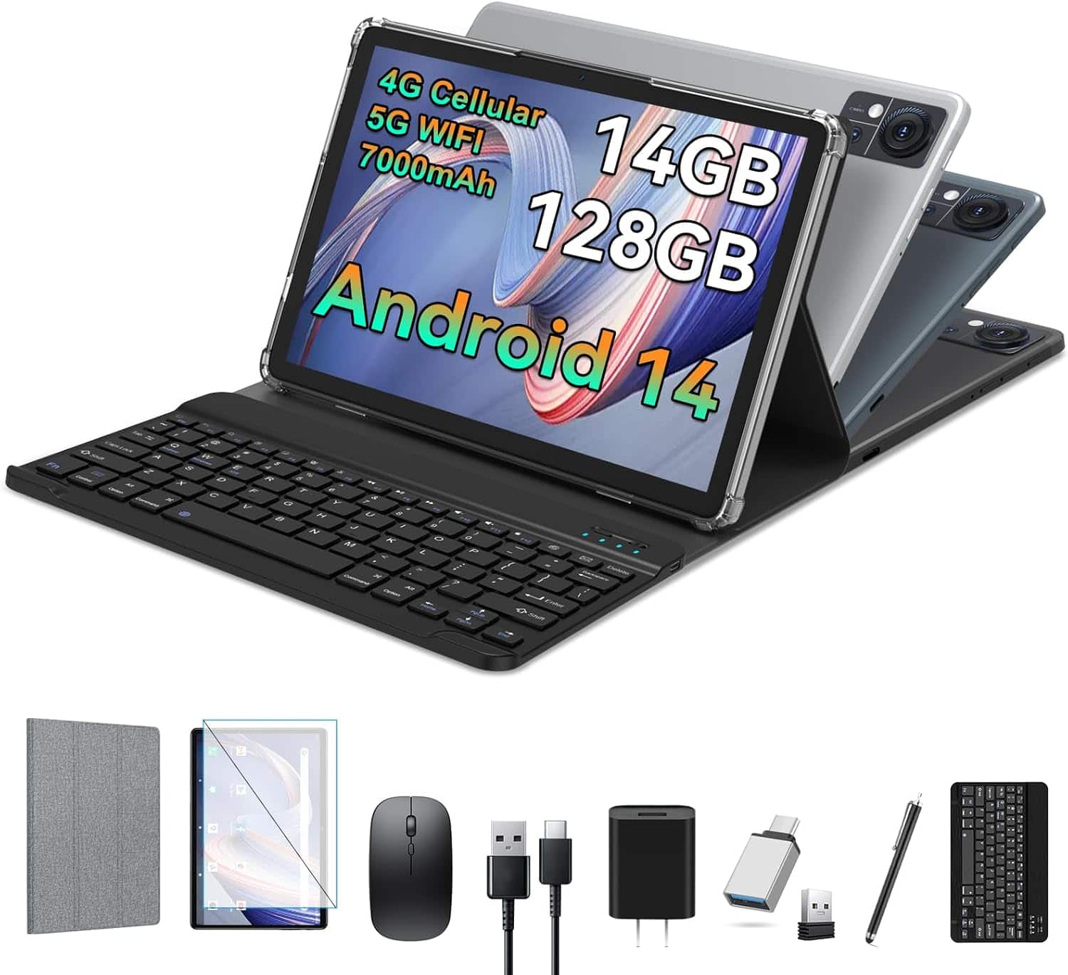 Qukenk tablet displaying a high-definition video on its 10.1-inch screen