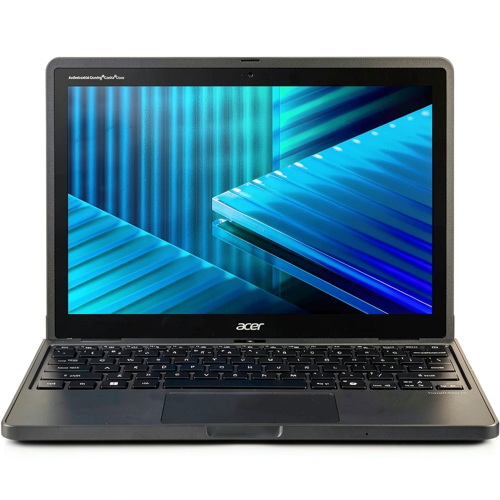 Acer TravelMate B3 Spin 12 laptop in 2-in-1 mode on a desk