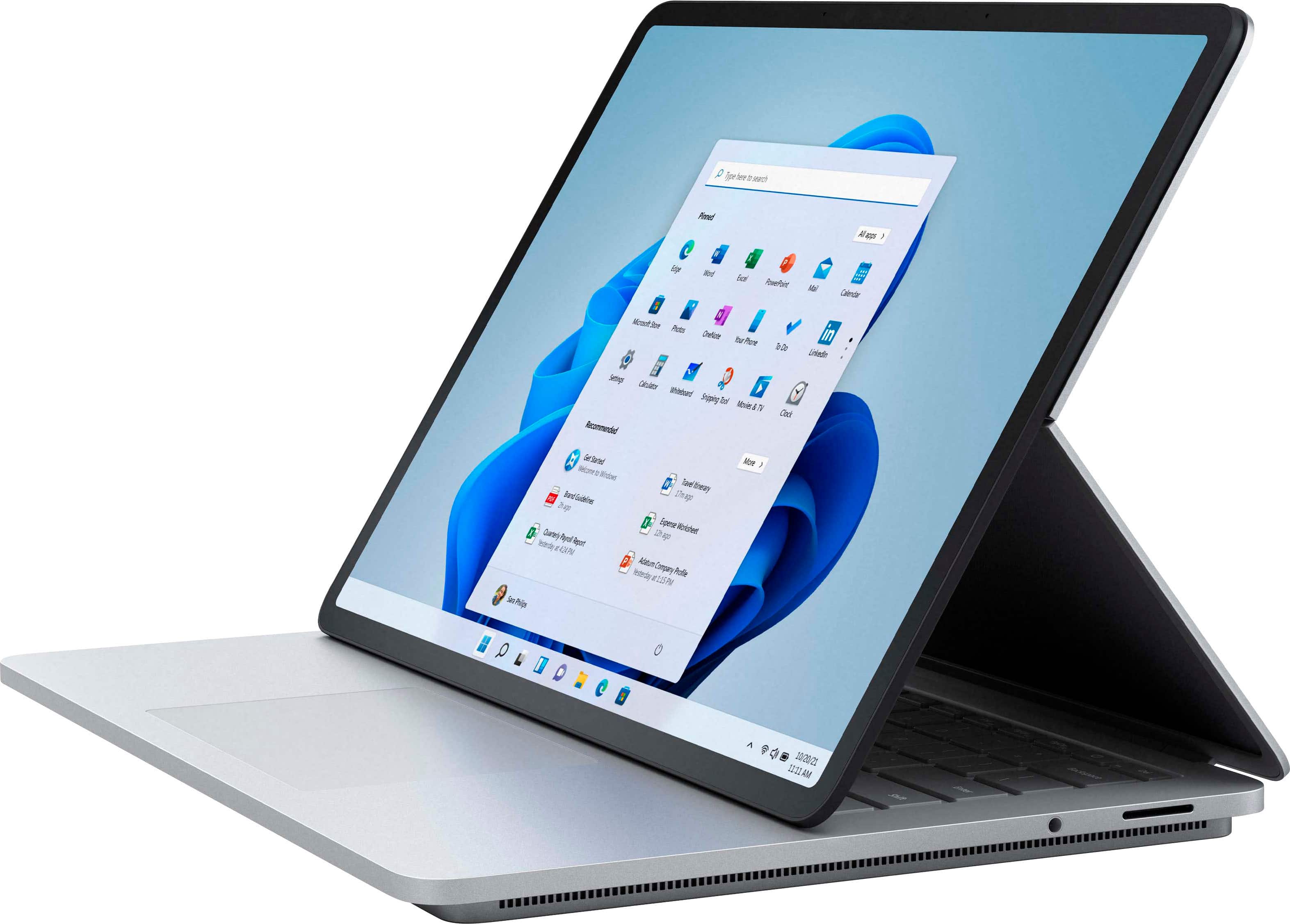 Microsoft Surface Laptop Studio in Platinum color on a desk