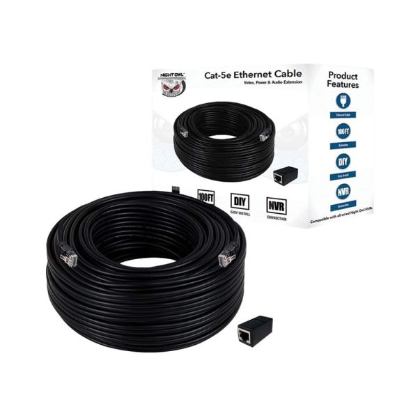 Night Owl Ethernet Cable Cat5e 100ft Black Industrial Use-2