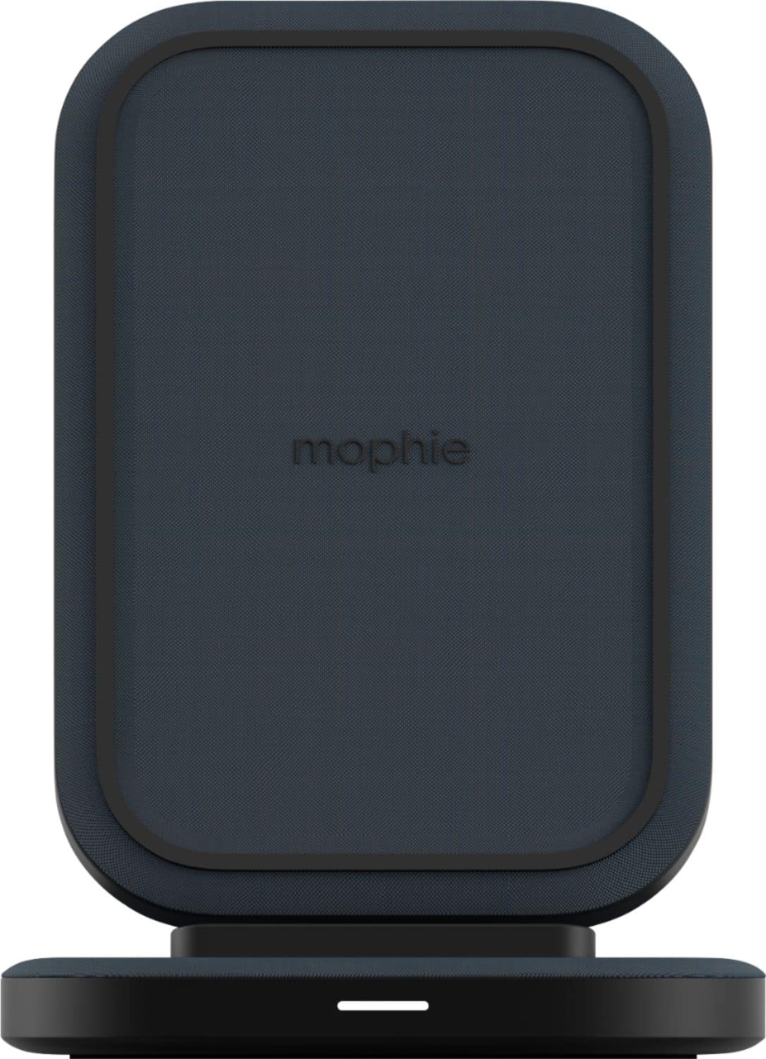 mophie wireless charging stand in use on a desk