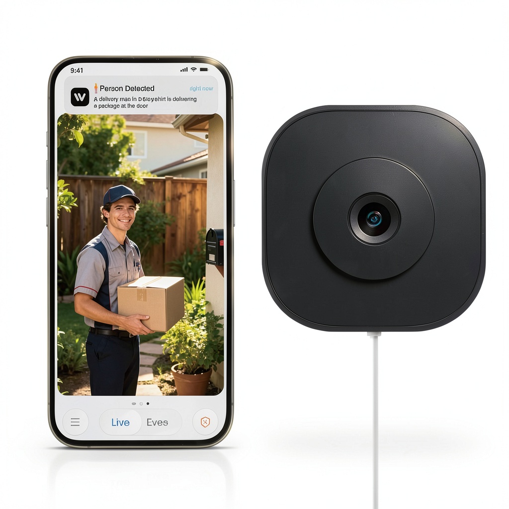 Parrot Uncle 2K Window Camera mounted on a window sill