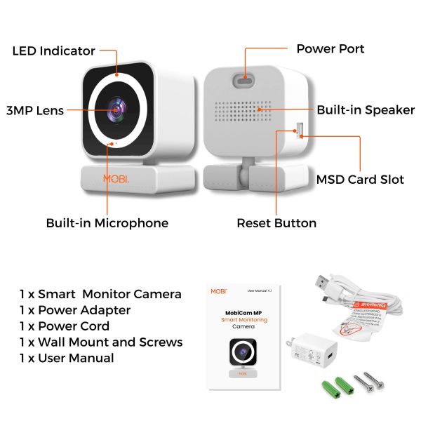 MobiCam MP Smart Home Office Camera 3MP Two Way Audio-1