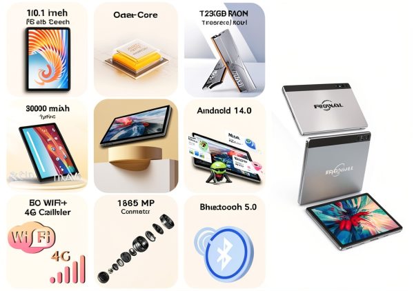 Qukenk Android 14 Tablet 10.1 Inch Octa Core 128GB RAM-8