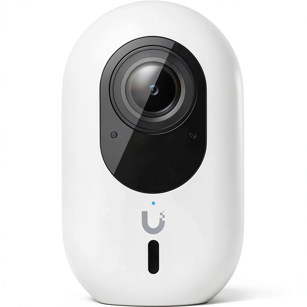 Ubiquiti G4 Instant Security Camera mounted on a wall in a dimly lit room