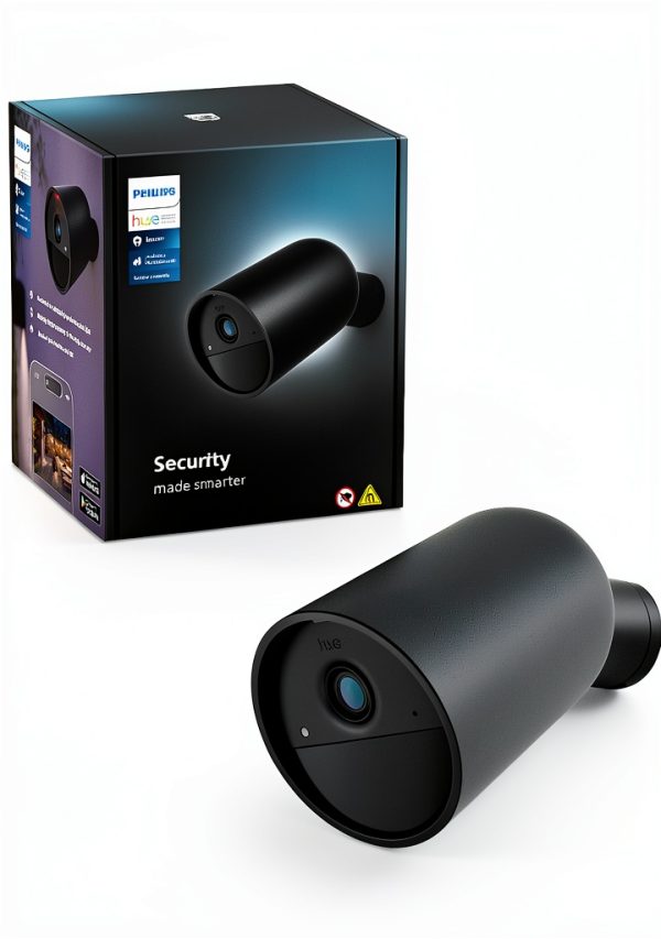Philips Hue Wireless Security Camera Black Battery Powered-0